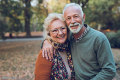 Portrait of an elderly couple in the park